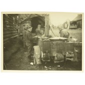 Photo of German field kitchen- Gulaschkanone in russian village, 1941 year